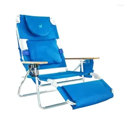 Camp Furniture Ostrich Deluxe Padded 3-N-1 Outdoor Lounge Reclining Beach Chair Blue Recliner