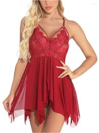 Women's Sleepwear Top Fashion Sexy Suspender Backless Sleep Dress Floral Hollowed Out Lace Nightdress Women Nightgown Fun Lingerie