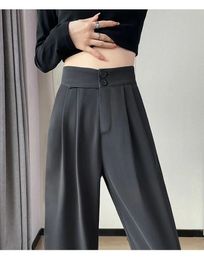 Women's suit pants with a high waisted drape and straight pear shaped body N edition floor mopping wide leg 231228