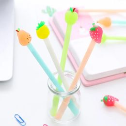 40 PCs Candy colored fresh fruit gel pen Korea creative student water pen fruit stationary for school kawaii school supplies 231229