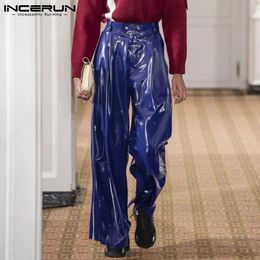 Handsome Well Fitting Men's Trousers Patent Leather Long Pants INCERUN Male Party Nightclub High Waist Pantalons S-5XL 231229