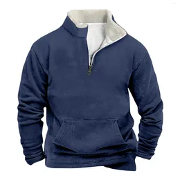 Men's Hoodies Half-Zip Sweatshirts Men Korean Fashion Shirts Collar Long Sleeve Cotton Basic Pullovers Hoodie Tops Large Size 5xl 2024