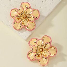 Hoop Earrings Geometric Camellia Flower Stud For Women Party Gift Holiday Fashion Jewelry Ear Accessories AE124