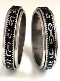 20pcs Retro Carved Buddhist Scriptures The Six Words Mantra Spin Stainless Steel Spinner Ring Men Women Unique Lucky Jewellery B8624462