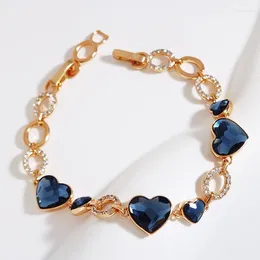 Charm Bracelets Women's Heart Bracelet Made With Crystals From Austria For Female Wedding Jewellery Trendy Ladies Chain Hand Gift