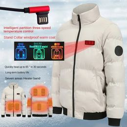 Men USB Infrared 7 Heating Areas Vest Down Jacket Men Winter Electric Heated Vest Waistcoat for Sports Hiking Oversized M-5XL 231228