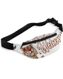 Waist Bags Funny Cute Tiger Butterfly Bag Women Men Belt Large Capacity Pack Unisex Crossbody Chest