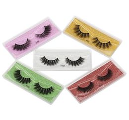 Faux 3D Mink Natural False Eyelashes Handmade Curly Lashes Eyelash Extension Makeup Dramatic lash 5 Colors Whole1168202