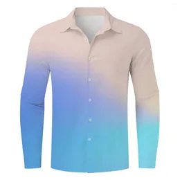 Men's Casual Shirts Men Autumn Winter Single Breasted Lapel Full Print Beach Long Sleeve Vacation Outdoor Holiday Shirt