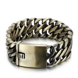 Large Fashion Mens Biker Whip chain Bronze Bracelet Stainless Steel Link Bangle 23mm 8 66 inch Heavy 147g weight323S