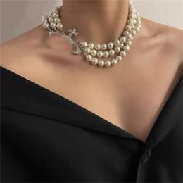 Women Jewellery Designer Multilayer Pearl Rhinestone Orbit Necklace Clavicle Chain Baroque Pendant Pearl Necklaces Female Jewellery Ornaments