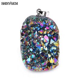 ShinyGem Sparkling Natural Chakra Opal Pendants Multi Colour Druzy Crystal Stone Pendant Charms Jewellery Making 5pcs Random Send G092337