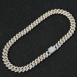 Fashion Hip Hop Necklace Men Designer Bracelet 14mm Cuban Link Chain Necklaces 16 18 20 22 24inch Rapper Diamond Chains Double Col236D