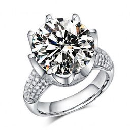 Jewellery Women Solitaire Round cut Big 8ct Topaz Diamonique Simulated Diamond 925 sterling silver Wedding Bridal Band Ring gift Siz311D