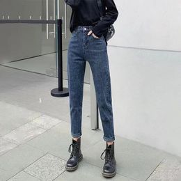 Jeans cgc vintage alta jeans womens 2022 coreano pantaloni harem in denim comfort cotone streetwear donna dritta jeans larghi