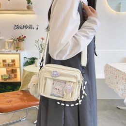 Evening Bags Multiple Pockets Ladies Square Clear Cute Messenger For Grils Korean Waterproof Small Casual Canvas Shoulder Crossbody Bag