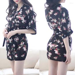 Women's Sleepwear Women Floral Robe Bridal Dressing Gown Wedding Kimono Short Gift