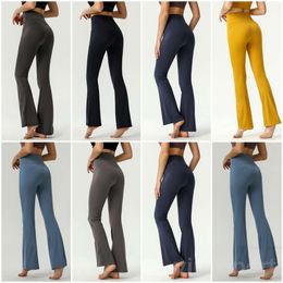 Lu Lu lemens Woman Align Yoga Mini Flared Pant High Elasticity Sports Bell Bottoms Trousers Girl Exercise High Waist Loose Fitting Yogas Pants Tight Flared