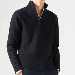 Men's Sweaters Solid Color Sweater V Neck Pullover Sweatshirt With 1/4 Zip Up Ideal For Vacation Holiday Daily Wear