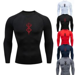 Y2K Men Streetwear Compression Anime Berserk Oversize Gym Long Sleeve T Shirt Sports Fitness Workout Track Tshirts Top Clothes 231228