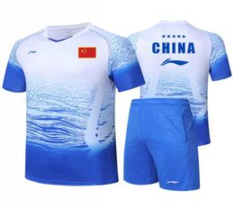 New Li Ning badminton clothes men039s and women039s top quick drying shorts sportswear table tennis Tshirt tennis training 8545699