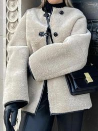 Women's Jackets RDMQ 2023 Long Sleeves Faux Fur Fleece Jacket Women Single-breasted Warm Coat Fall Winter Fashion Female Street Outwears