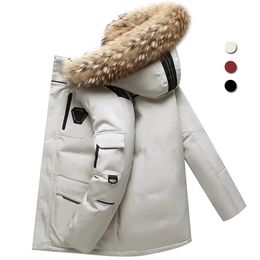 Winter Down Jacket Men 90% White Duck Down Parkas Coat Mid-length Fur Collar Male Thicken Snow Overcoat -30 Degree Keep Warm 231228