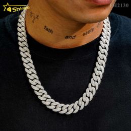 Cuban Necklace 18mm Width 3 Rows Iced Out Moissanite Hip Hop Jewellery Diamond Link Chain