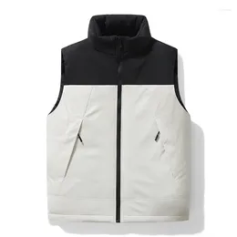 Men's Vests Casual Winter Vest Men Patchwork Sleeveless Jacket Pocket Thick Waistcoat Korean Fashion Couple Clothing Outwear Male Streetwear