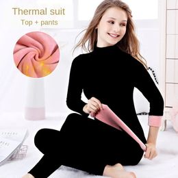 Thermal Underwear Women Plus Velvet Thickening Suit Mid-high Collar Suit Winter Slim Autumn Clothes Long Trousers Long Johns 231229