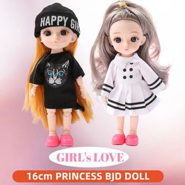 1 12 Scale 16cm BJD Doll with Clothes and Shoes DIY Movable 13 Joints Fashion Princess Figure Happy Girl Gift Child Toys 231228