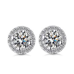 9K 14K 18K Gold Stud Round Shape Group Setting D F Color VVS Clarity Moissanite Stone Earring Beautiful Forever Brilliant2185