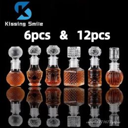 50ml 100ml 6pcs 12pcs Whisky Glass Liquor Bottle French Carved For Alcohol Wedding Gifts Wine Mini Container Storage Favour Set 231228