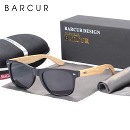 BARCUR Polarised Bamboo Sunglasses Men Wooden Sun Glasses Women Brand Original Wood UV400 De Sol 231228