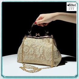 Bags NEWEST Lace Gold Metal Shell Lock Super Vintage Top Fashion Bag Women Shoulder Crossbody Hand Bags Women's Handbags Purses