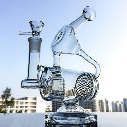 Hookahs Unique Glass Bong Clear Water Pipe Recycler Dab Rig comb and Inline Perc Oil Rigs 14.5mm Joint Bongs Water Pipes Percolator WP143 LL