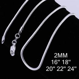 Epack 10pcs 925 sterling silver plated fashion 2mm snake chain necklace for pendant or dangles jewelry288Y