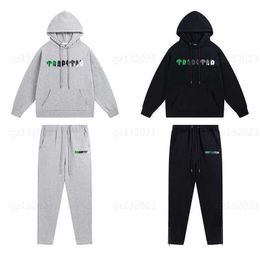 Trapstar Men Tracksuit Hoodie Sweat Pant Set Green Black Towel Embroidery Padded Hooded Sweatshirt Zipper Pants Fashion Streetwear Track Suit 63KJ