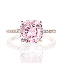 18k Rose Gold Pink Sapphire Diamond Ring 925 Sterling Silver Party Wedding Band Rings For Women Fine Jewelry223i