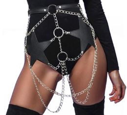 Vintage women Sexy Garter Leather belt Body Bondage Leather Harness With Chain Corset Waist Belt Straps Suspenders Accessories7445949