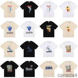 23ss Rhude t Shirt Designer Fashion Clothing Tees Hip Hop Parakeet Long Tailed Parrot Print High Street Casual Versatile Short Sleeve Tshirts Men Women St IXT0