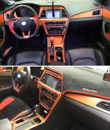 For Hyundai sonata 9 20152017 Interior Central Control Panel Door Handle 3 Carbon Fiber Stickers Decals Car styling Accessorie3046318