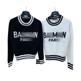 Balman Designers Sweater Top Quality Women's Casual Classic Letter Cropped Sweaters Autumn Contrast Letter Stripe Casual Round Neck Pullover Knitted Sweater