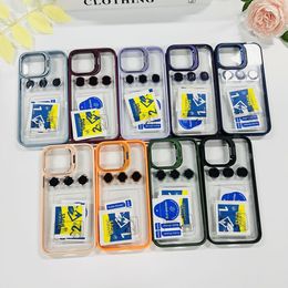 Metal Camera Protection Ring Lens Stand Case for iPhone 15 14 13 12 Pro Max 11 Transparent Soft Bumper Shockproof Cover