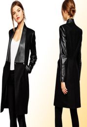 Winter jacket Women gagaopt PU leather long coat Europeanstyle women winter coat Black windbreaker for ladies Women clothes3595939
