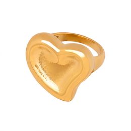 Women'S Heart Shaped Ring Stainless Steel Plated 18k Gold High Quality Fashion Jewellery Gift