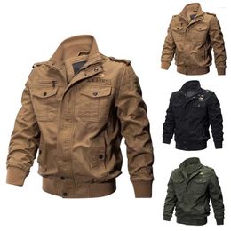 Men's Jackets Men Jacket Cargo Casual Cotton Work Coats Solid Workwear Outwear Windbreaker Long Sleeve Top Winter Autumn Warm Overcoat
