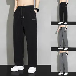 Men's Pants Loose Straight Oversize Summer Casual Lace Up Pocket Solid Colour Trousers Harajuku Pant Pantalones Hombre