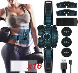 Abdominal EMS Muscle Stimulator Charging ABS Gel Pad Stimulator Belt Slimming Bandage Vibration Fitness Equipments Slimming3412369