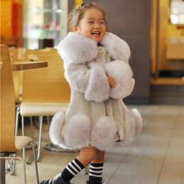 Одежда для маленьких детей, куртка для девочек, зимняя модная однотонная пальто из искусственного норкового лисьего меха для девочек-подростков, мягкая теплая детская одежда 231228